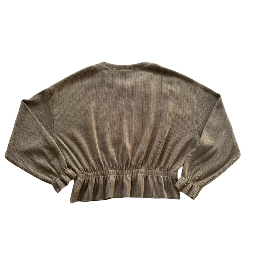 Zara Peplum Hem Ribbed Sweater - Olive Green - Picture 4 of 4